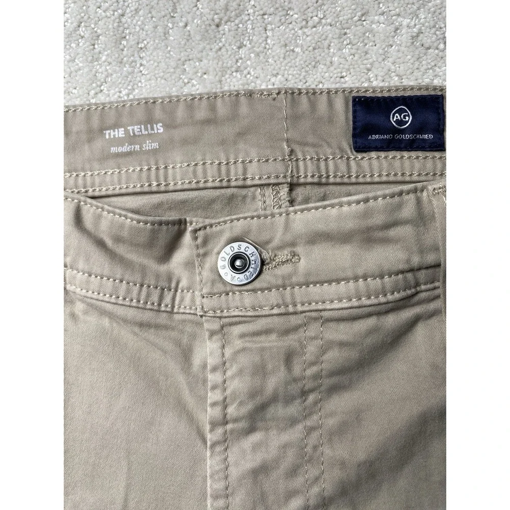 AG Adriano Goldschmied The Tellis Modern Slim Pants Mens 33 Khaki Measured 35x28